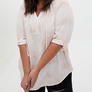 NEW!!!! Dusty Coral Tie-dye Twill Peasant Top